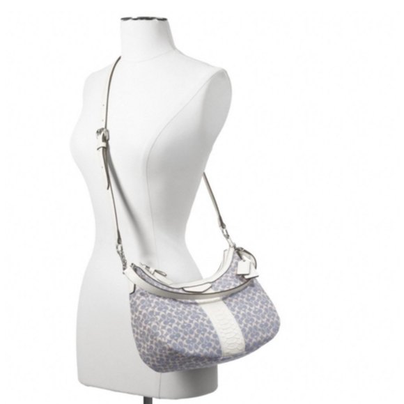 Coach Signature Stripe Jacquard Demi Crossbody Bag Cream & Blue - Picture 7 of 7